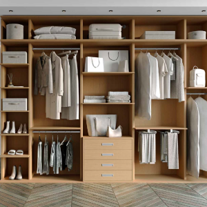 Serie VESTIDOR – Melamina Roble, Herraje Cromo