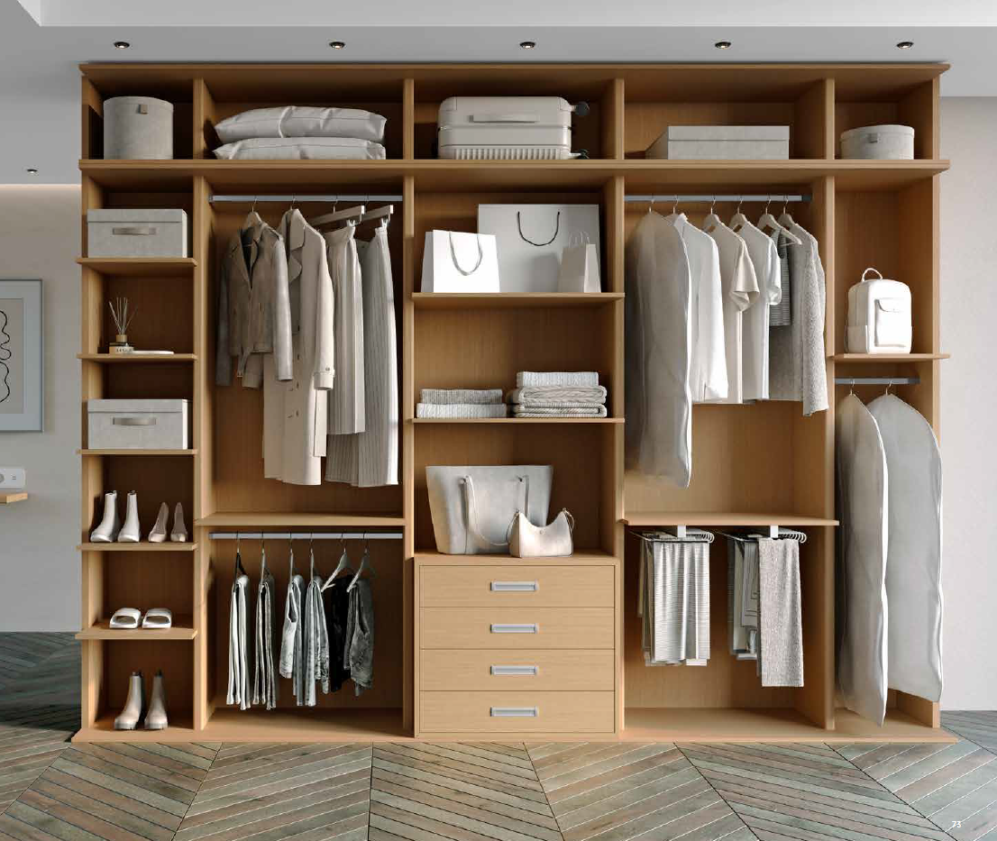 Serie VESTIDOR – Melamina Roble, Herraje Cromo