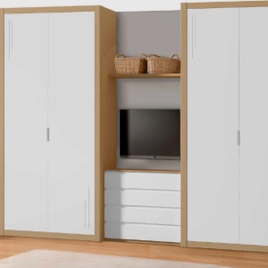 Serie ABATIBLE – Pico Gorrión Blanco con Tapetas Roble